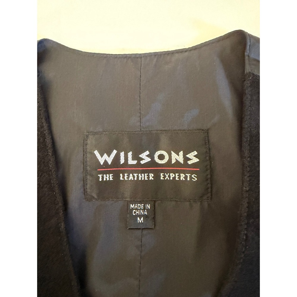 Wilsons The Leather Experts Black Suede Vest Western Cinch Back Ornate Buttons M - Picture 4 of 8